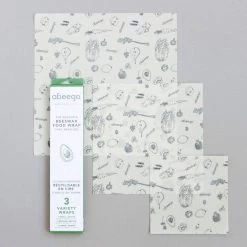 Abeego Reusable Food Wrap Set Of 3 Variety Wraps