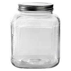 Anchor Hocking Cracker Jar W/ Brushed Metal Cover 1 Gal