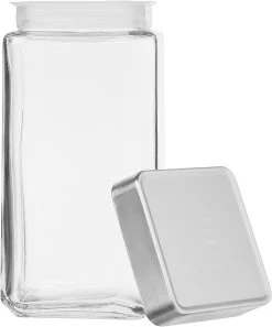 Anchor Hocking Stackable Jar With Brushed Aluminum Lid, 2-Quart -Home-Kitchen anchor hocking anchor hocking stackable jar with b 2