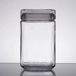 Anchor Hocking Stackable Square Jar W/ Glass Cover 1.5 Qt.