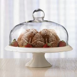 Brilliant Pedestal Cake Stand And Dome 30cm