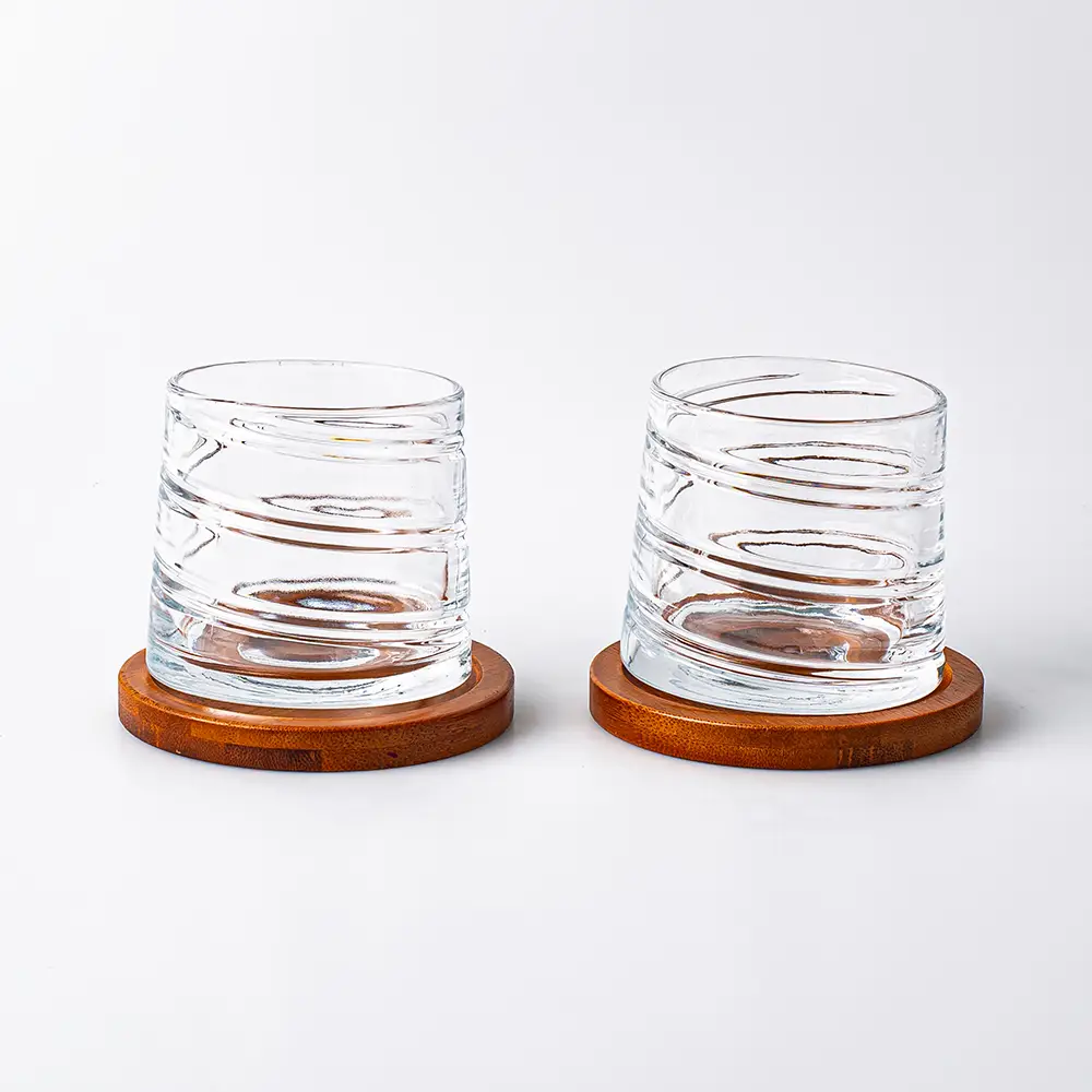 Brilliant Pirouette 'Spirale' Spinning D.O.F. Glass W/ Coaster, Set Of 2 4 Brilliant Pirouette 'Spirale' Spinning D.O.F. Glass W/ Coaster, Set Of 2 - Image 2