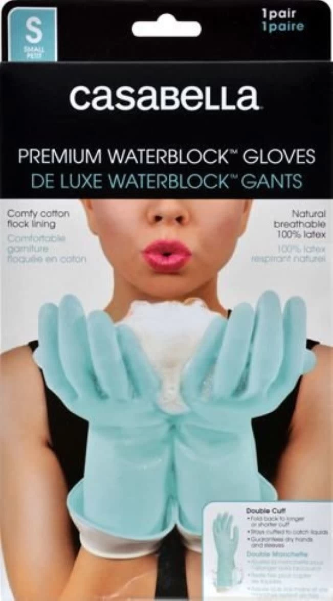 Casabella Waterblock Latex Gloves, Aqua 3 Casabella Waterblock Latex Gloves, Aqua