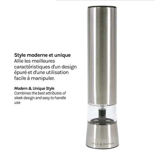 Cole & Mason Hampstead 8.5" Electric Salt Grinder With LED Light 6 Cole & Mason Hampstead 8.5" Electric Salt Grinder With LED Light - Image 4