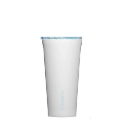 Corkcicle Insulated Tumbler, Ceramic White/Powder Blue 16 Oz