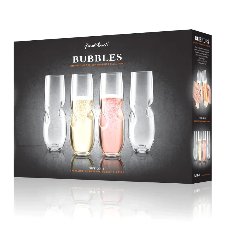 Final Touch 'Bubbles' Champagne Stemless Glasses 300ml, Set Of 4 6 Final Touch 'Bubbles' Champagne Stemless Glasses 300ml, Set Of 4 - Image 4