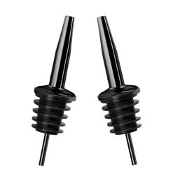 Final Touch Liquor Bottle Pourers, Black Chrome Finish, Set Of 2