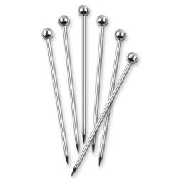 Final Touch Stainless Steel Cocktail Picks, Set Of 6