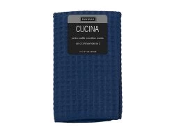 Cucina Jumbo Waffle Kitchen Towels, Navy, Set Of 2