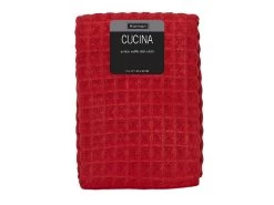 CUCINA JUMBO WAFFLE KITCHEN TOWELS, RED, SET OF 2