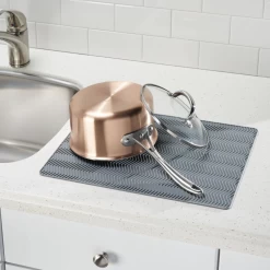 IDesign Chevron Drying Mat - Large In Gray -Home-Kitchen idesign idesign chevron drying mat large in gray 4