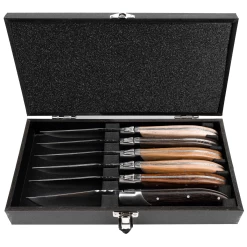 Laguiole Du Monde Set Of 6 Steak Knives With Assorted Wood Handles -Home-Kitchen laguiole du monde set of 6 steak knives with assor 3