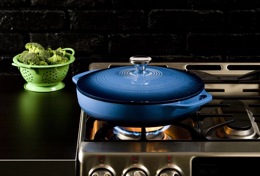 Lodge 3.6 Quart Blue Enameled Cast Iron Covered Casserole