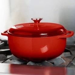 Lodge 6 Quart Red Enameled Cast Iron Dutch Oven