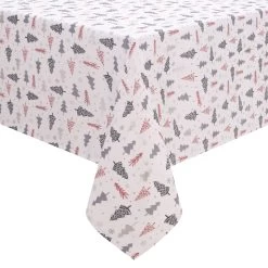 Metalic Printed Tablecloth "Silver Trees" 60 X 102"