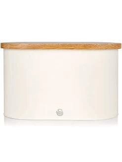 Nordic Collection Bread Tin With Bamboo Lid, White