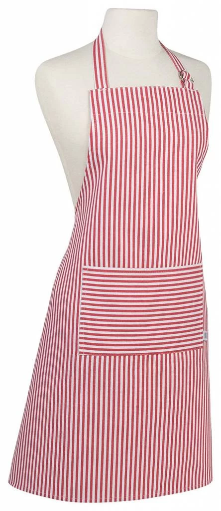 Now Designs Basic Cotton Kitchen Chef's Apron, Narrow Stripe Red Print 3 Now Designs Basic Cotton Kitchen Chef's Apron, Narrow Stripe Red Print