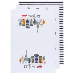 Now Designs "Meet Me In Paris" Dishtowels/Floursack Set Of 3