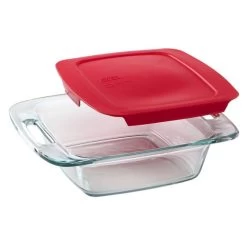 Pyrex Easy Grab 20 Cm Square Baking Dish With Red Lid