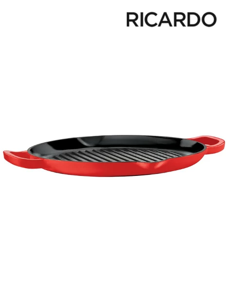 Ricardo Red Enameled Cast Iron Fry Pan 32cm 3 Ricardo Red Enameled Cast Iron Fry Pan 32cm