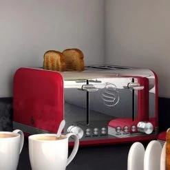 Salton "Swan" Retro 4 Slice Toaster, Red -Home-Kitchen salton salton swan retro 4 slice toaster red 3