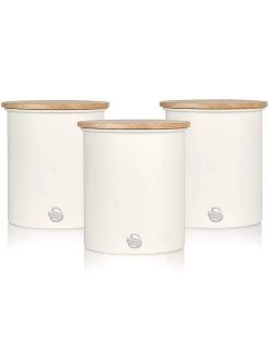 Set Of 3 Nordic Collection Storage Canisters With Bamboo Lid, 1.84l