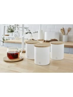 Set Of 3 Nordic Collection Storage Canisters With Bamboo Lid, 1.84l -Home-Kitchen set of 3 nordic collection storage canisters with 3