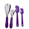 Silicone Whisk And Spatula/Cleaner Set 4 Pcs, Asst. Color -Home-Kitchen silicone whisk and spatula cleaner set 4 pcs asst
