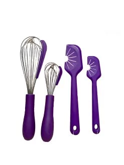 Silicone Whisk And Spatula/Cleaner Set 4 Pcs, Asst. Color