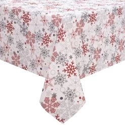 "Snowflakes" Textured Fabric Tablecloth 60 X 102"