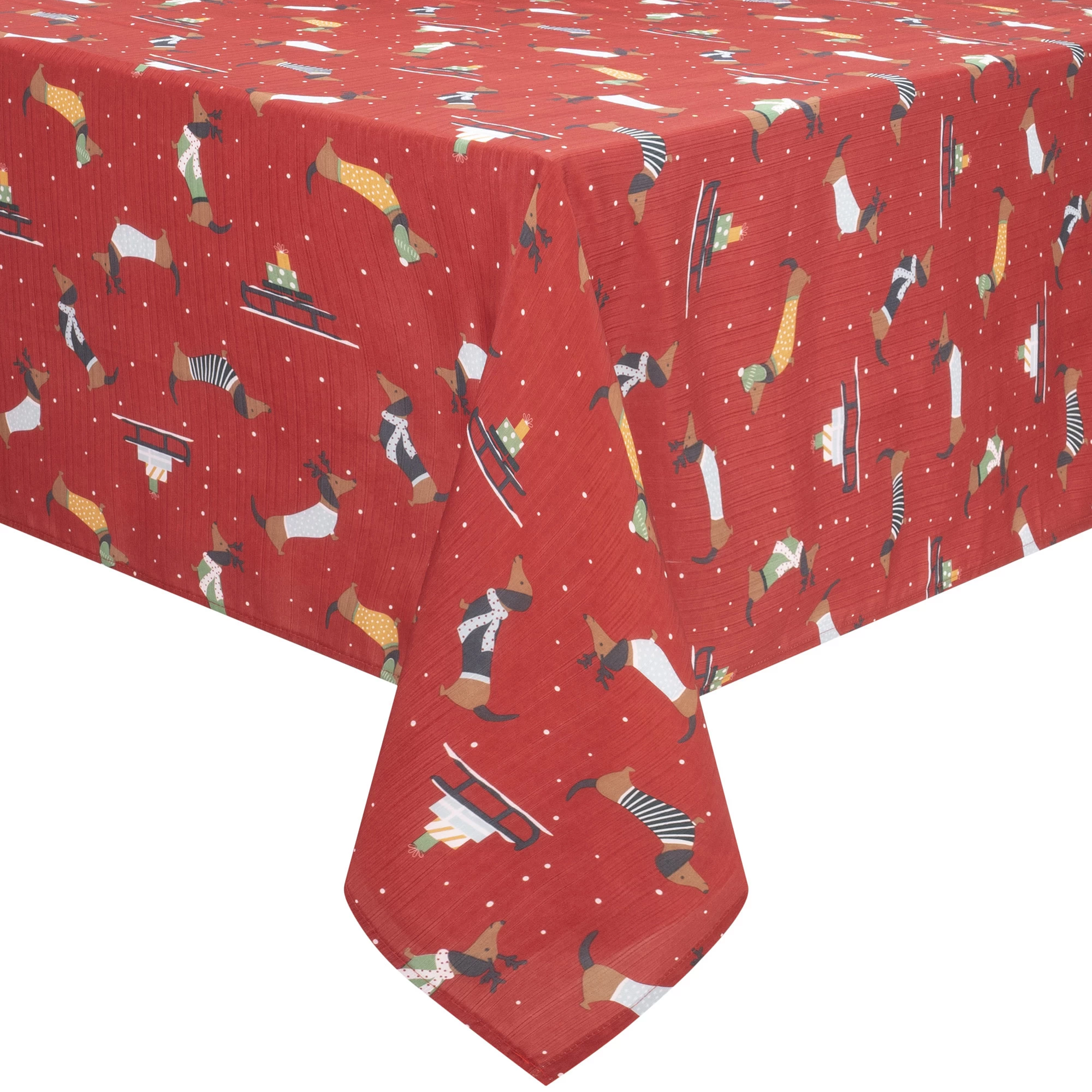 Textured Fabric Tablecloth "Festive Friends" 60 X 84" 3 Textured Fabric Tablecloth "Festive Friends" 60 X 84"