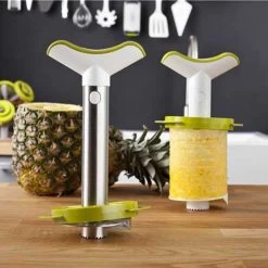 Tomorrow's Kitchen Stainless Steel Pineapple Slicer, With Wedger Green And White
