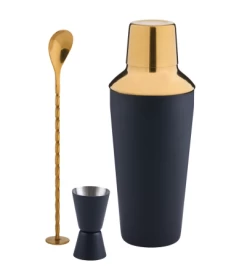 Trudeau 3pcs Black-Gold Cocktail Mixer Set -Home-Kitchen trudeau trudeau 3pcs black gold cocktail mixer set 2