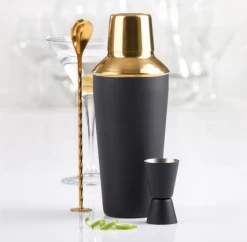 Trudeau 3pcs Black-Gold Cocktail Mixer Set