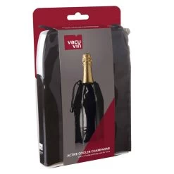 Vacu Vin Active Champagne Cooler Jacket With Drawstrings, Glossy Black Finish -Home-Kitchen vacu vin active champagne cooler jacket with draws 2